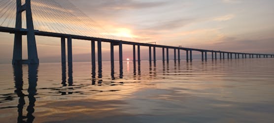 Sunrise cruise on the Tagus estuary in Lisbon
